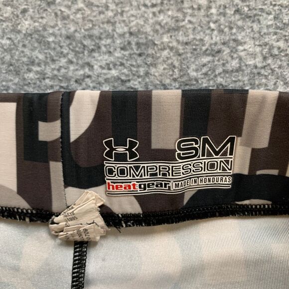 Under Armour Shorts Women S Small Grey Brown HeatGear Allover Print Fitted - Picture 4 of 11